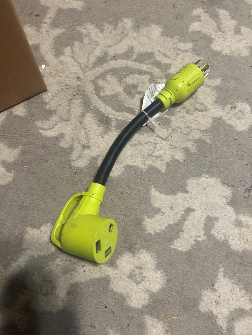 Bright Lime Green Heavy-Duty 3-Prong  30 AMP RV Generator Adapter